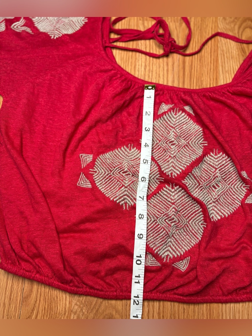 Free People Red Embroidered Peasant Tunic Top - Picture 3 of 8